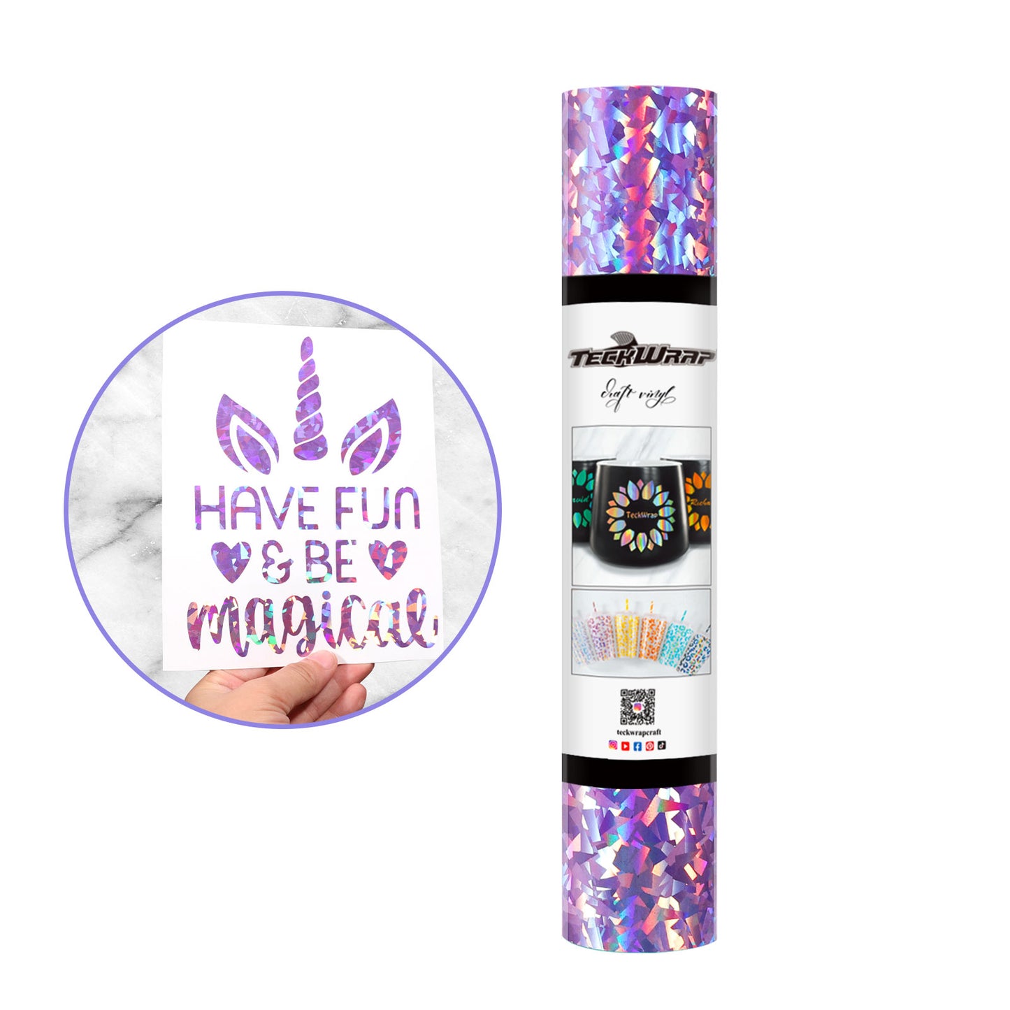 Holographic Glass Flower Adhesive Craft Vinyl