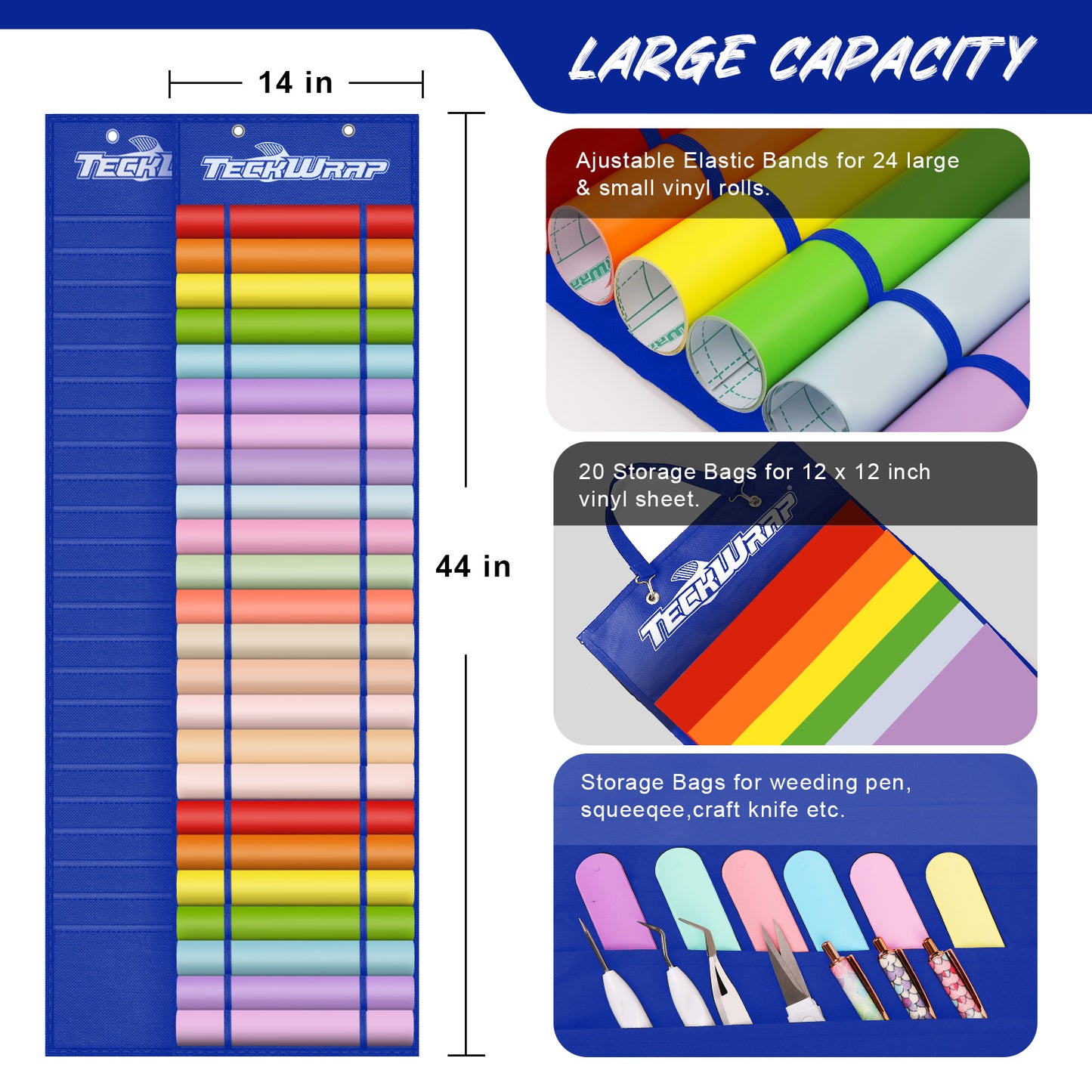 TeckWrapCraft Vinyl Roll Storage with 24 Compartments