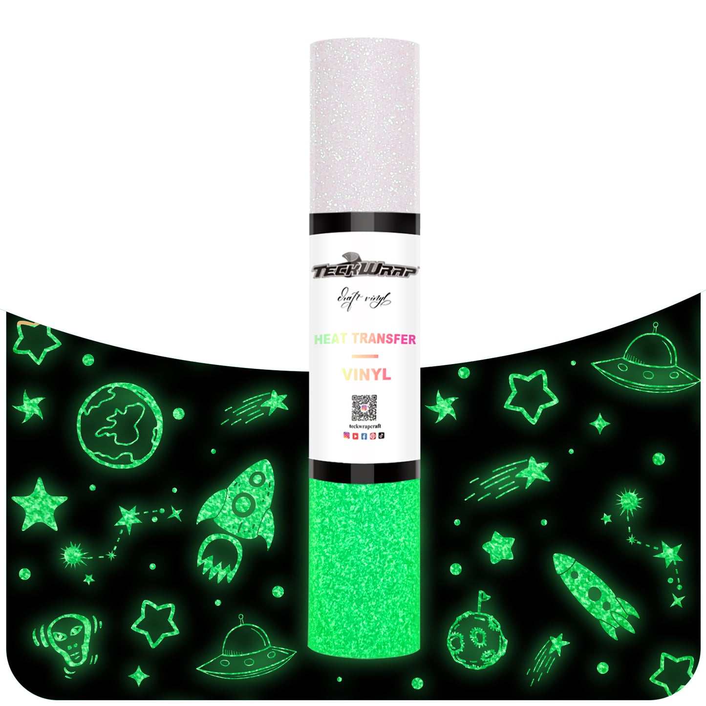 Glitter Glow in the Dark Heat Transfer Vinyl
