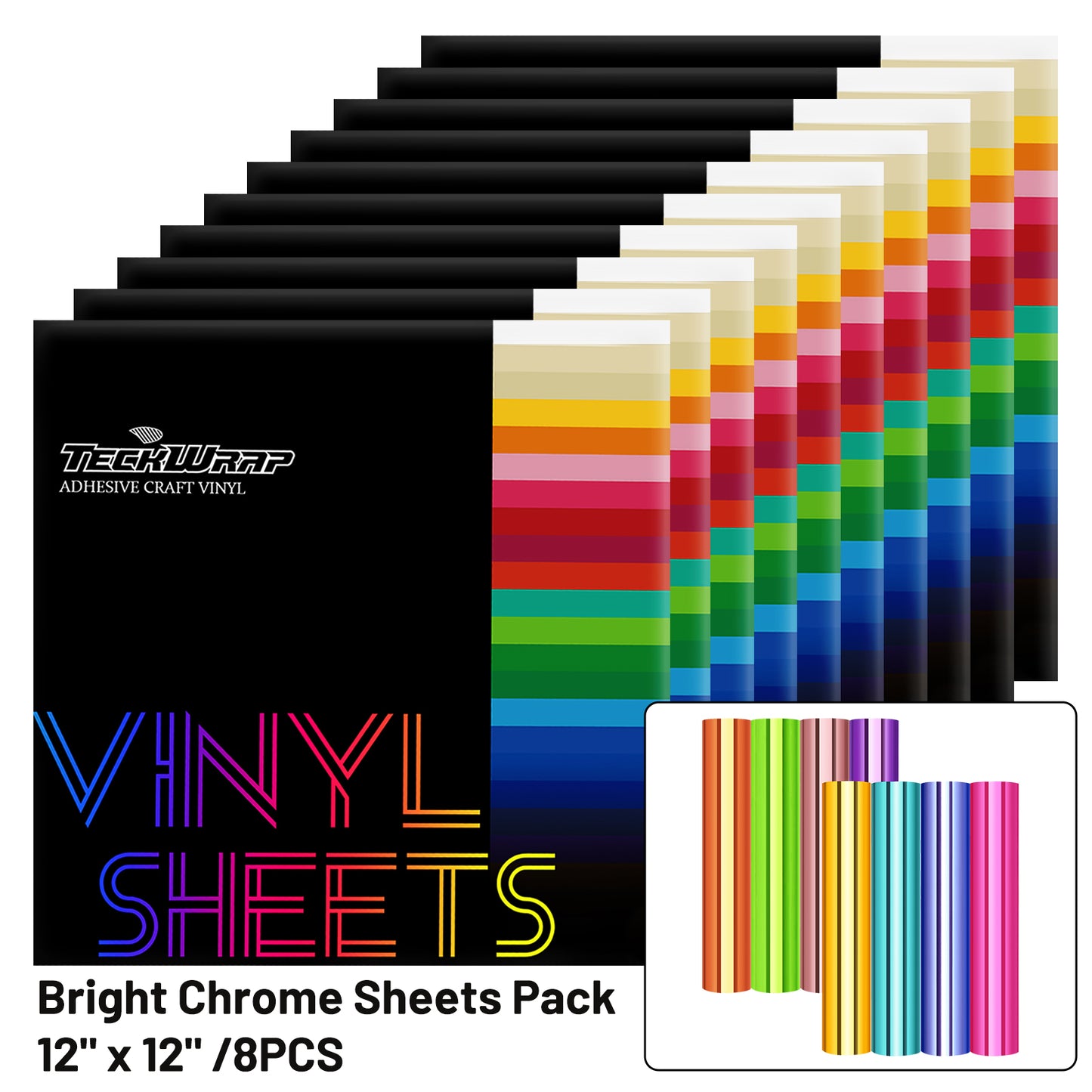 Bright Chrome Vinyl Sheets Pack (8 PCS)