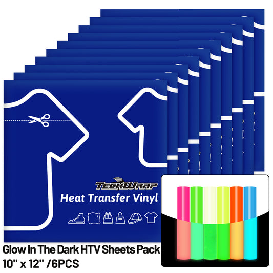 Glow In The Dark HTV Sheets Pack( 6 PCS)