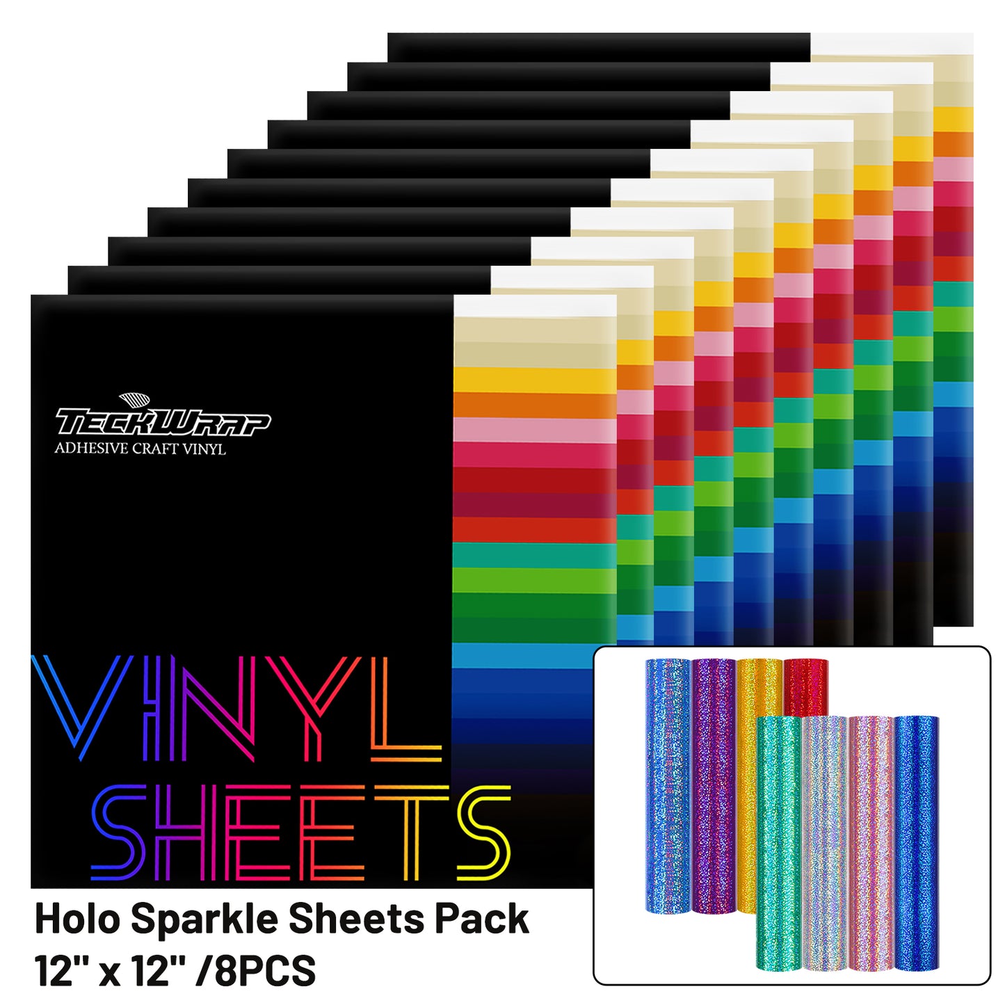 Holographic Sparkle Vinyl Sheets Pack (8 PCS)