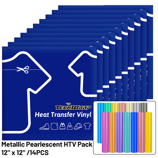 Metallic Pearlescent HTV Sheets Pack ( 14 PCS)