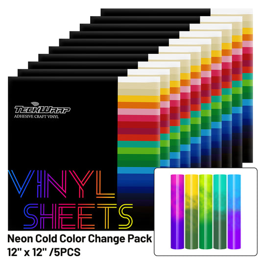Neon Cold Color Changing Vinyl Sheets Pack (5 PCS)