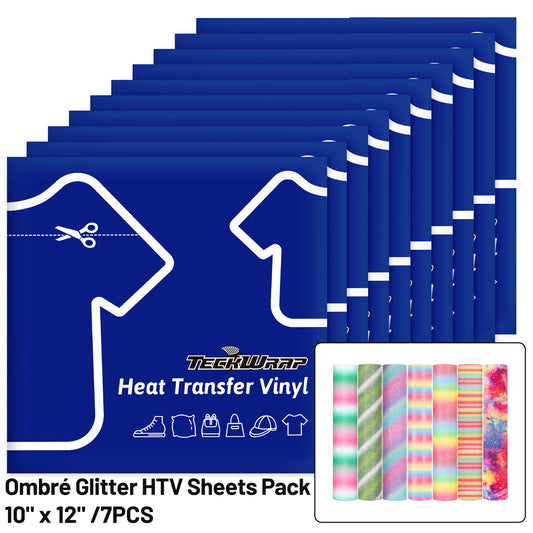 Ombré Glitter HTV Sheets Pack (7PCS)