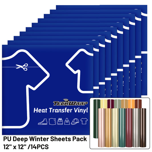 PU Deep Winter HTV Sheets Pack (14 PCS)