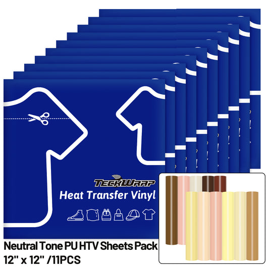 Neutral Tone PU HTV Sheets Pack (11 PCS)