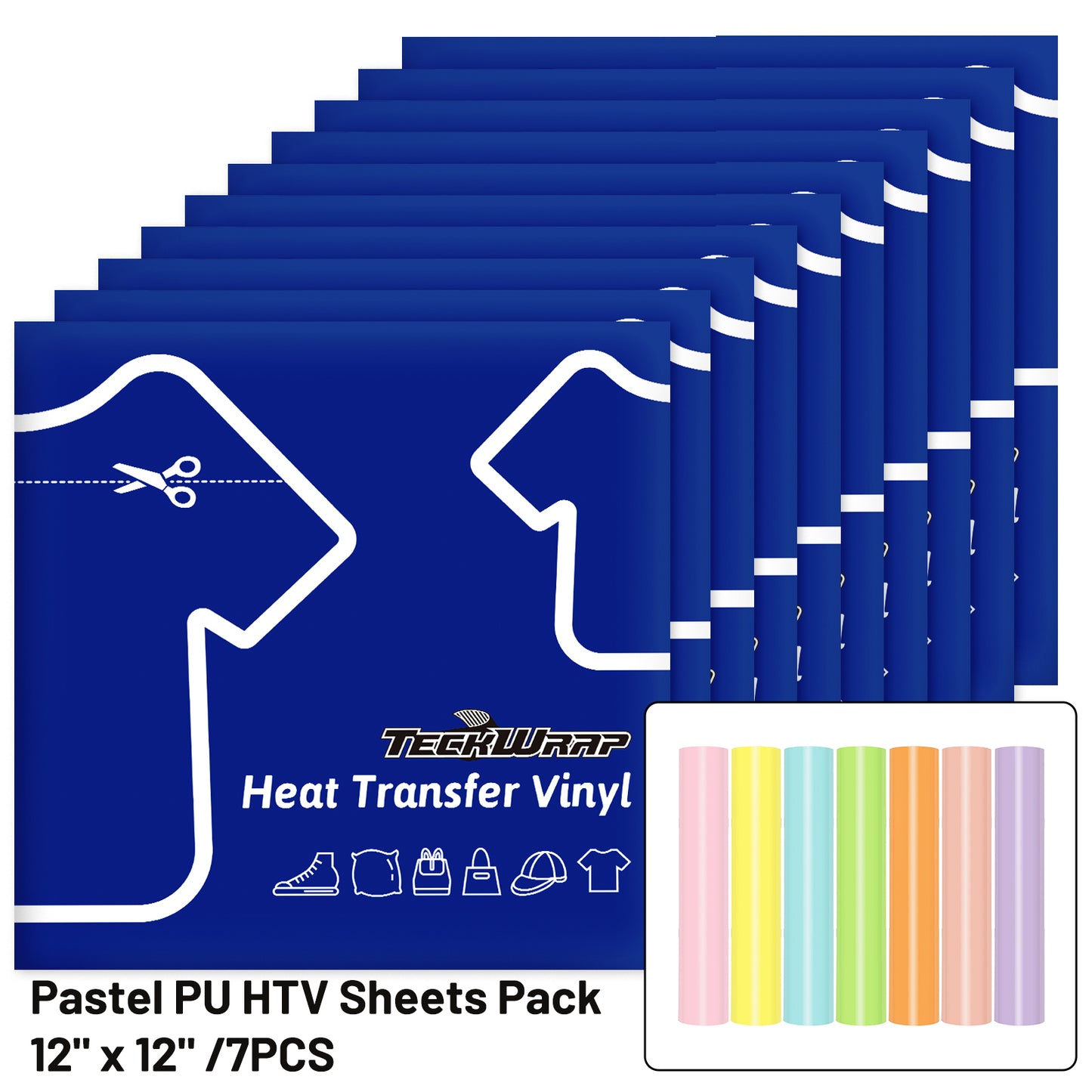 Pastel PU HTV Sheets Pack (7 PCS)