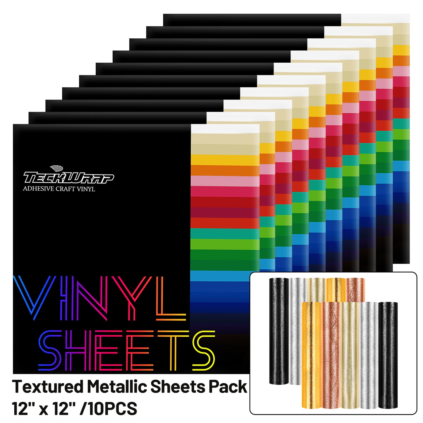 Paquete de láminas de vinilo metálico texturizado (10 piezas)