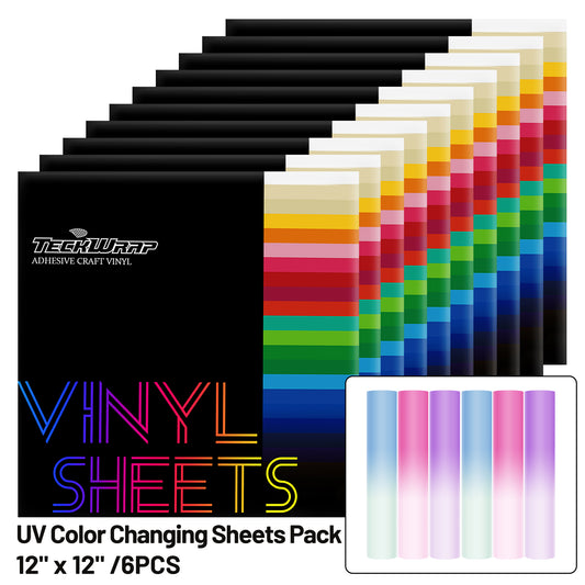UV Color Changing Vinyl Sheets Pack (6 PCS)