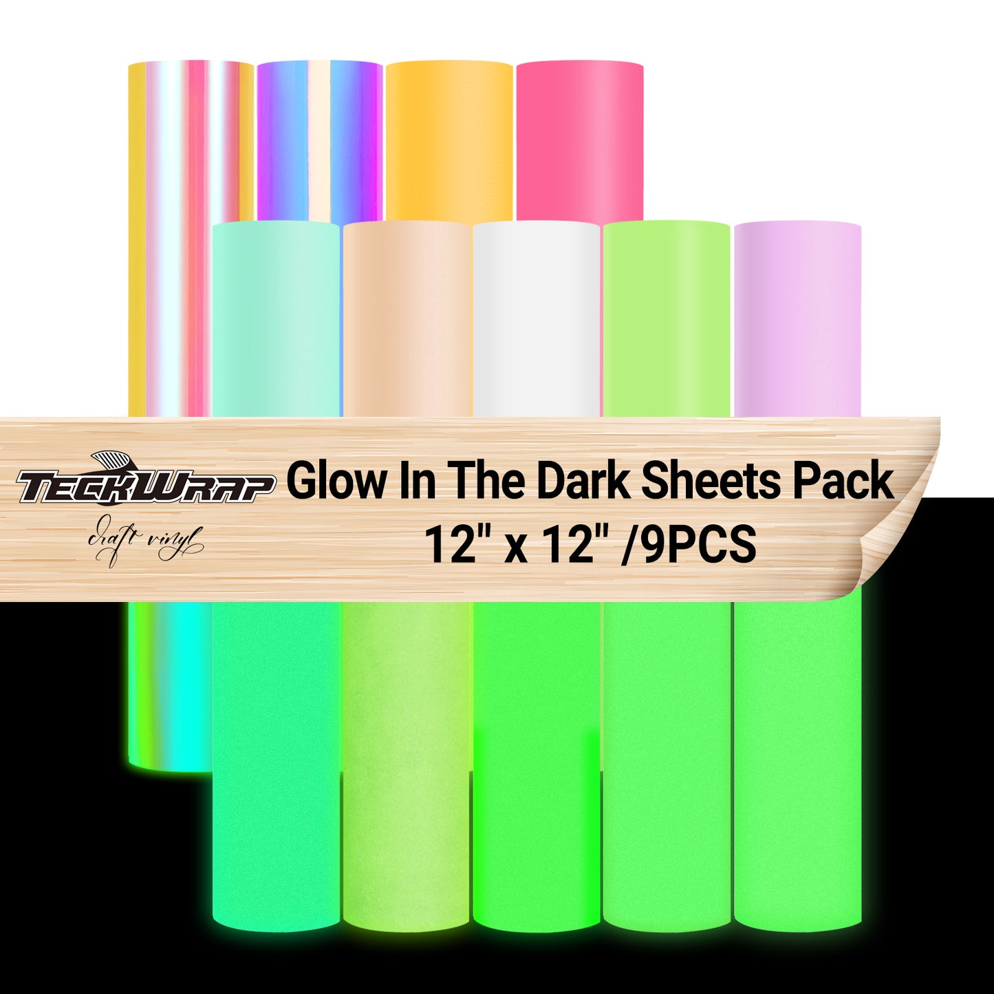 Glow in the Dark Vinyl Sheets Pack (9 PCS)