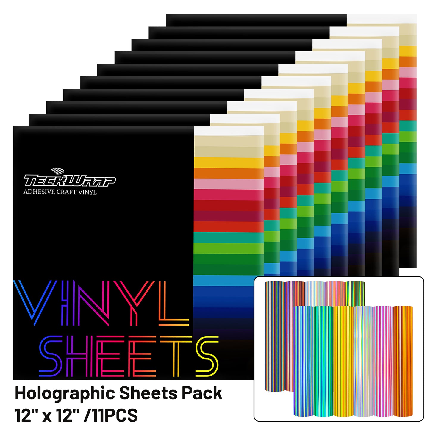 Bubble Free Holographic Sheets Pack (11 PCS)