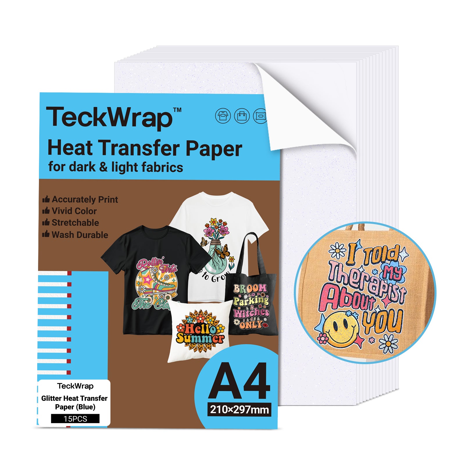 Inkjet Heat Transfer Paper for Dark and Light Fabrics 15 PCS Set Global Teckwrapcraft