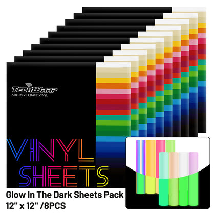 Paquete de hojas de vinilo que brillan en la oscuridad (10PCS)