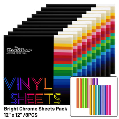 Bright Chrome Vinyl Sheets Pack (8 PCS)