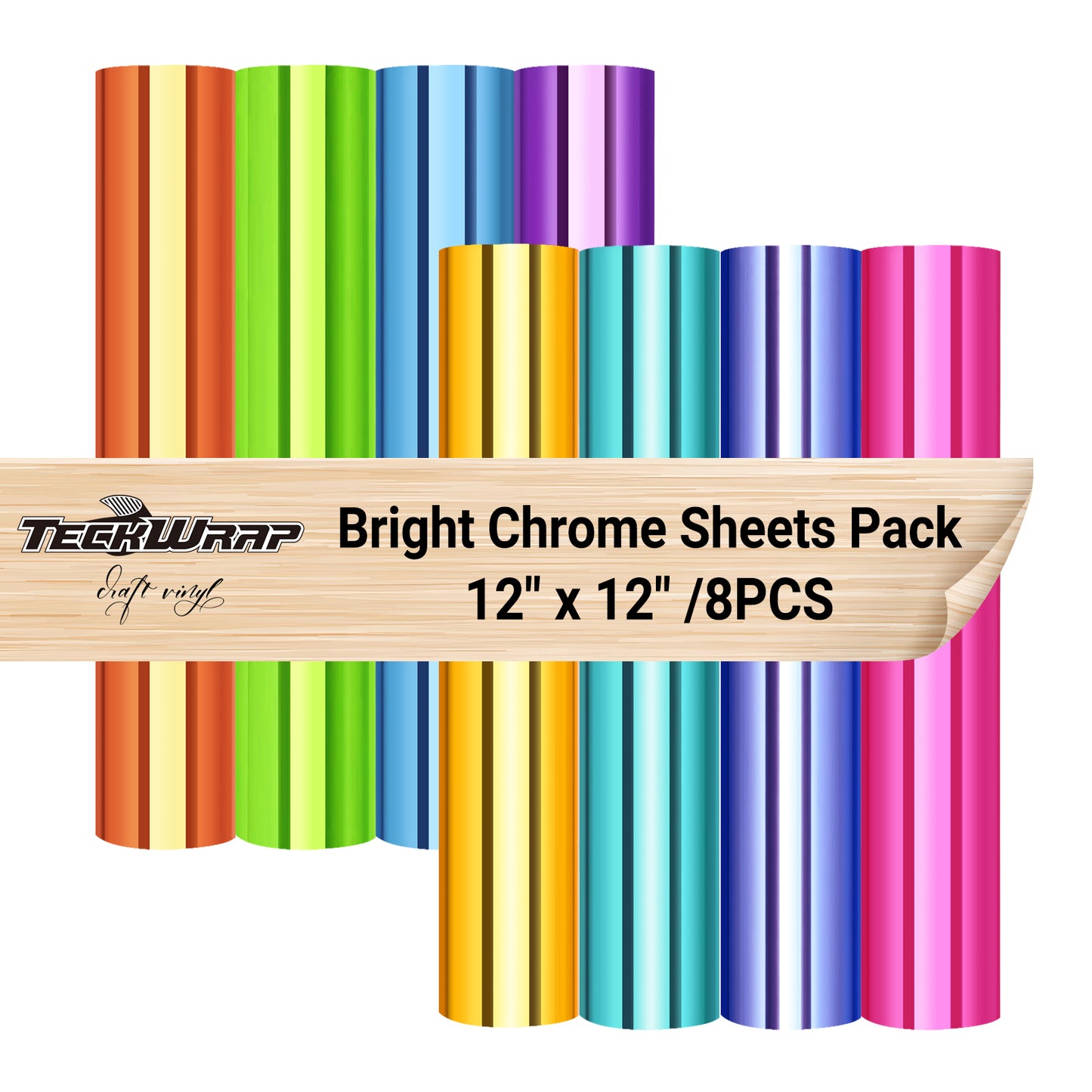 Bright Chrome Vinyl Sheets Pack (8PCS)