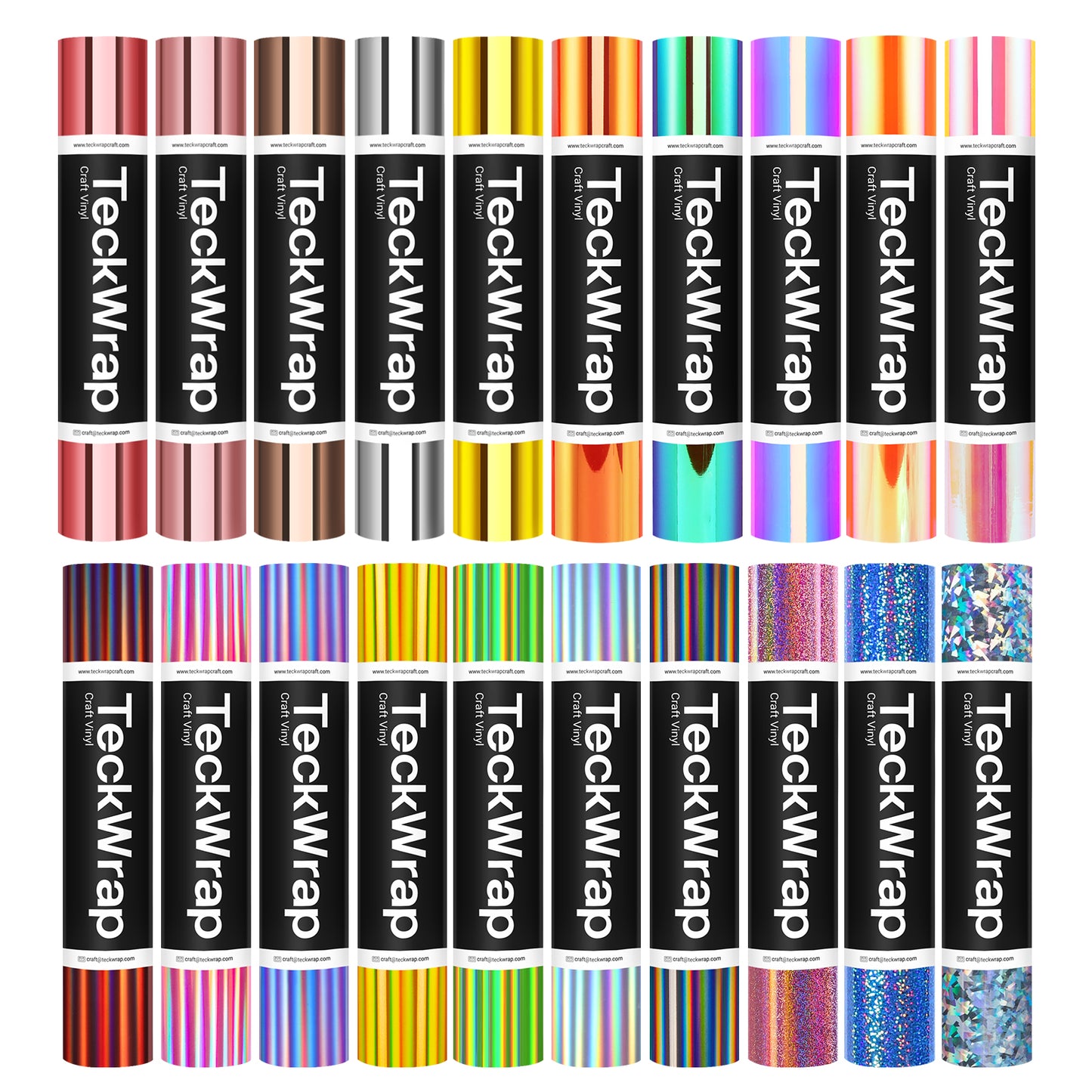 20 Rolls Holographic Chrome Craft Vinyl Bundle