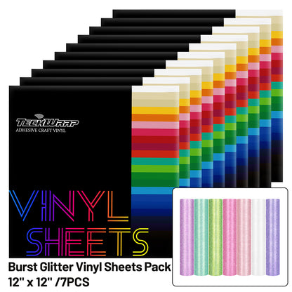 Burst Glitter Vinyl Sheets Pack (7PCS)