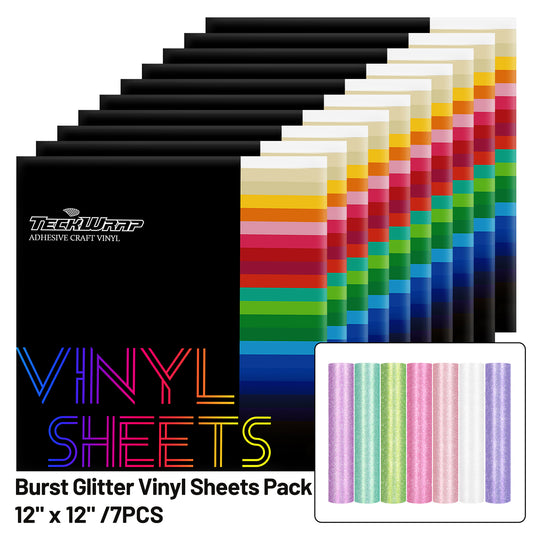 Burst Glitter Vinyl Sheets Pack (7PCS)