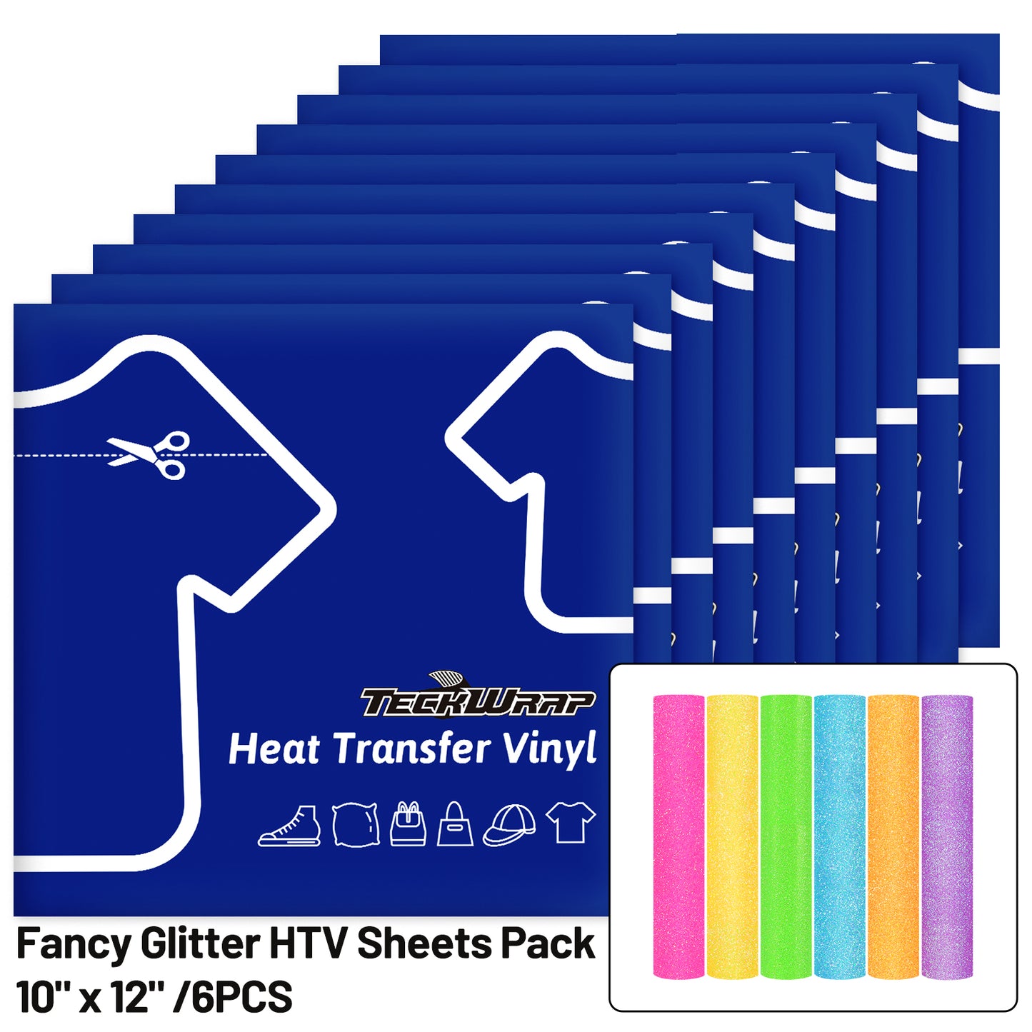 Fancy Glitter HTV Sheets Pack(6PCS)