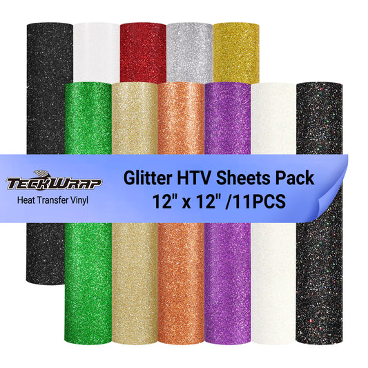 Glitter HTV Sheets Pack( 11 PCS)