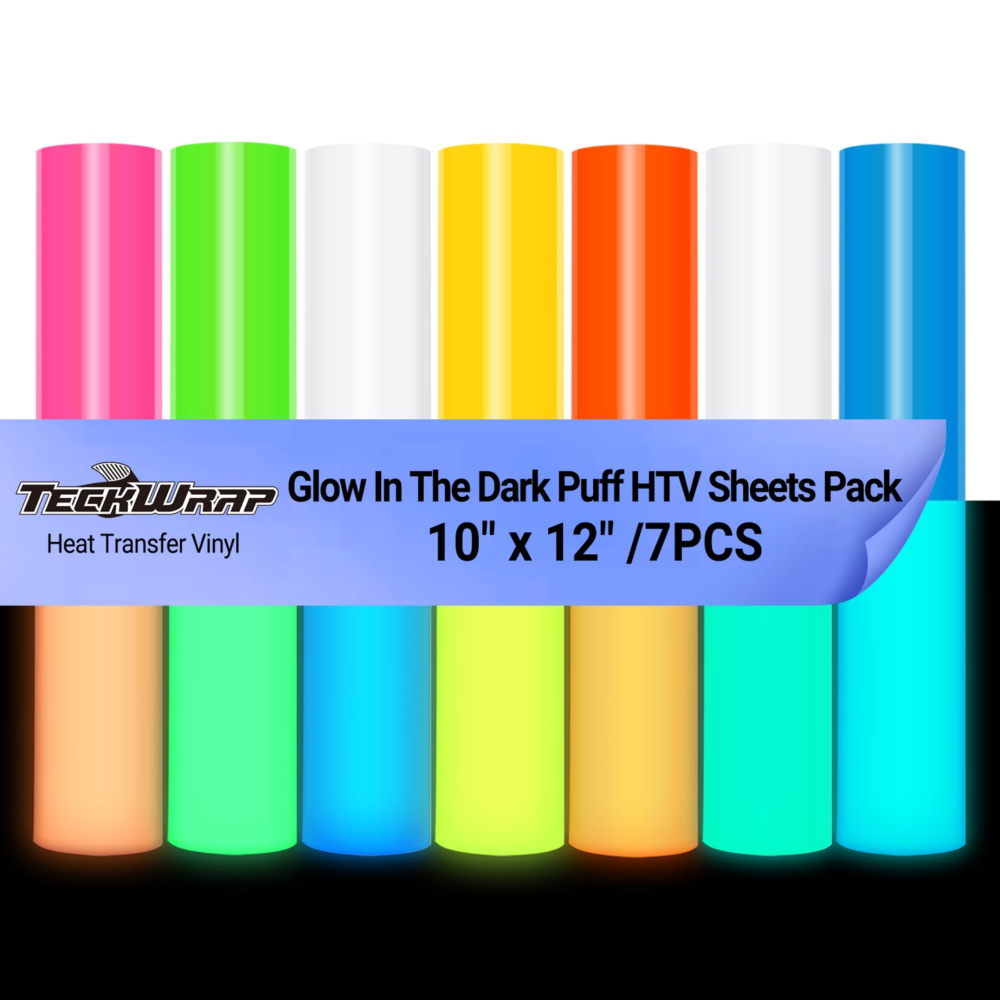 Glow In The Dark Puff HTV Sheets Pack( 7 PCS)