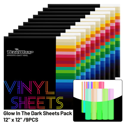 Glow in the Dark Vinyl Sheets Pack (9 PCS)