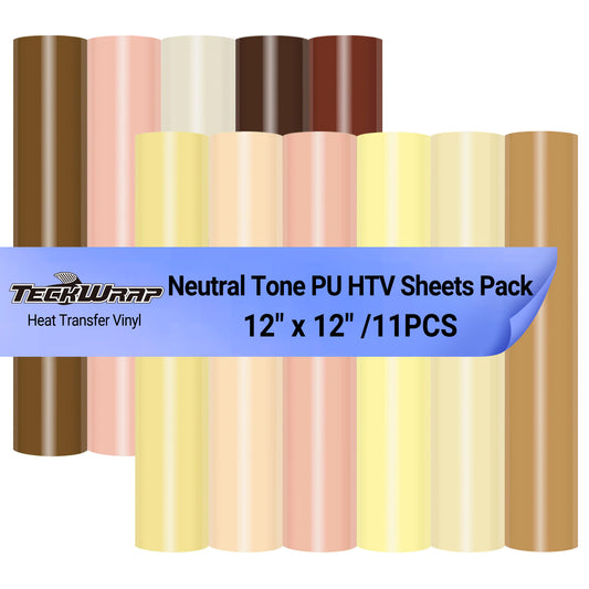 Neutral Tone PU HTV Sheets Pack (11 PCS)
