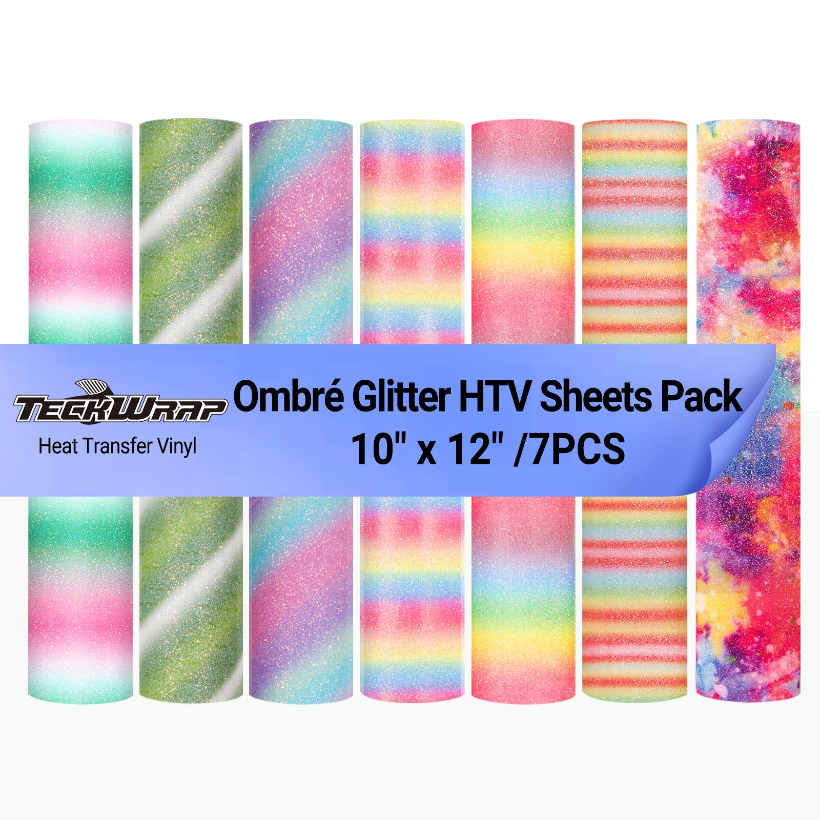 Ombré Glitter HTV Sheets Pack (7PCS) – Global-Teckwrapcraft