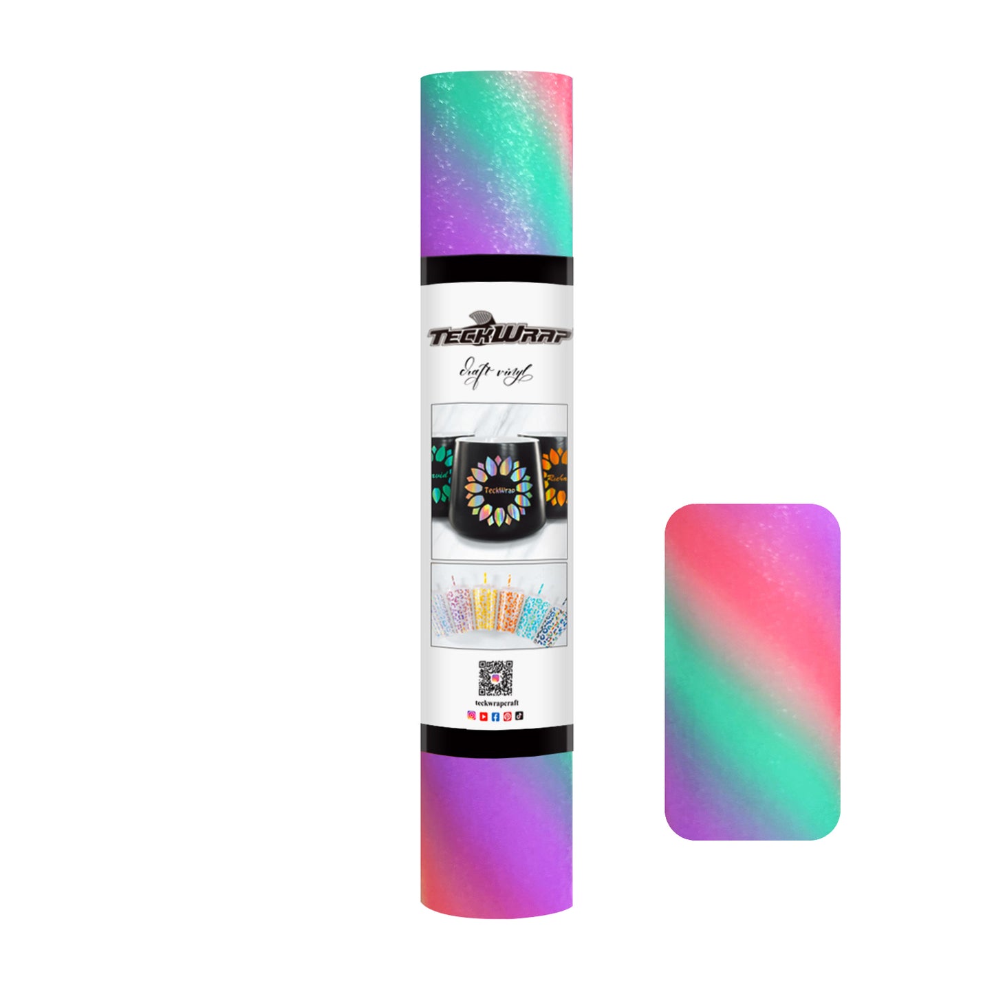 Diagonal Rainbow Stripes Adhesive Craft Vinyl