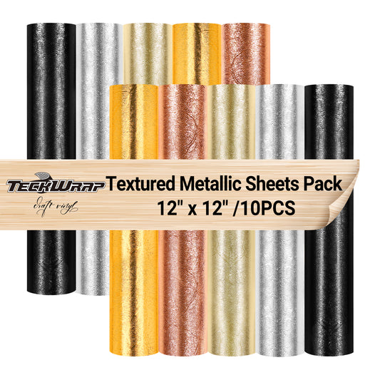 Textured Metallic Vinyl Sheets Pack( 10 PCS)