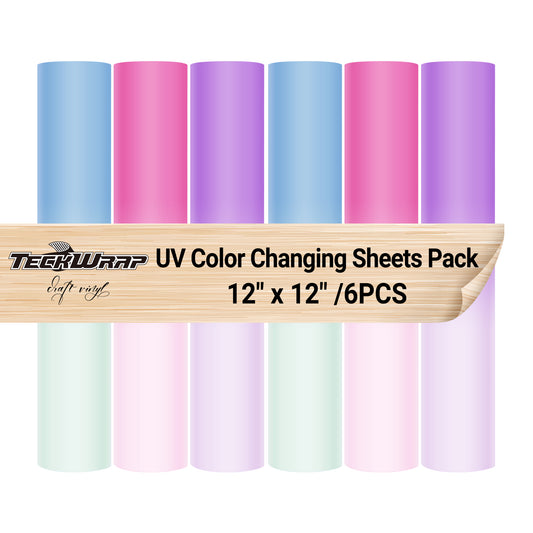 Paquete de hojas de vinilo que cambian de color UV (6 piezas)
