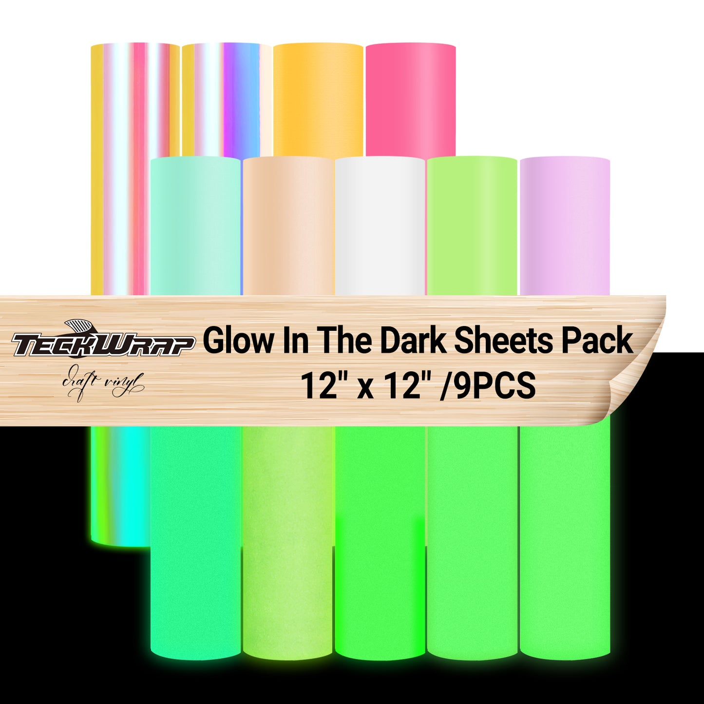 Glow in the Dark Vinyl Sheets Pack( 9PCS)