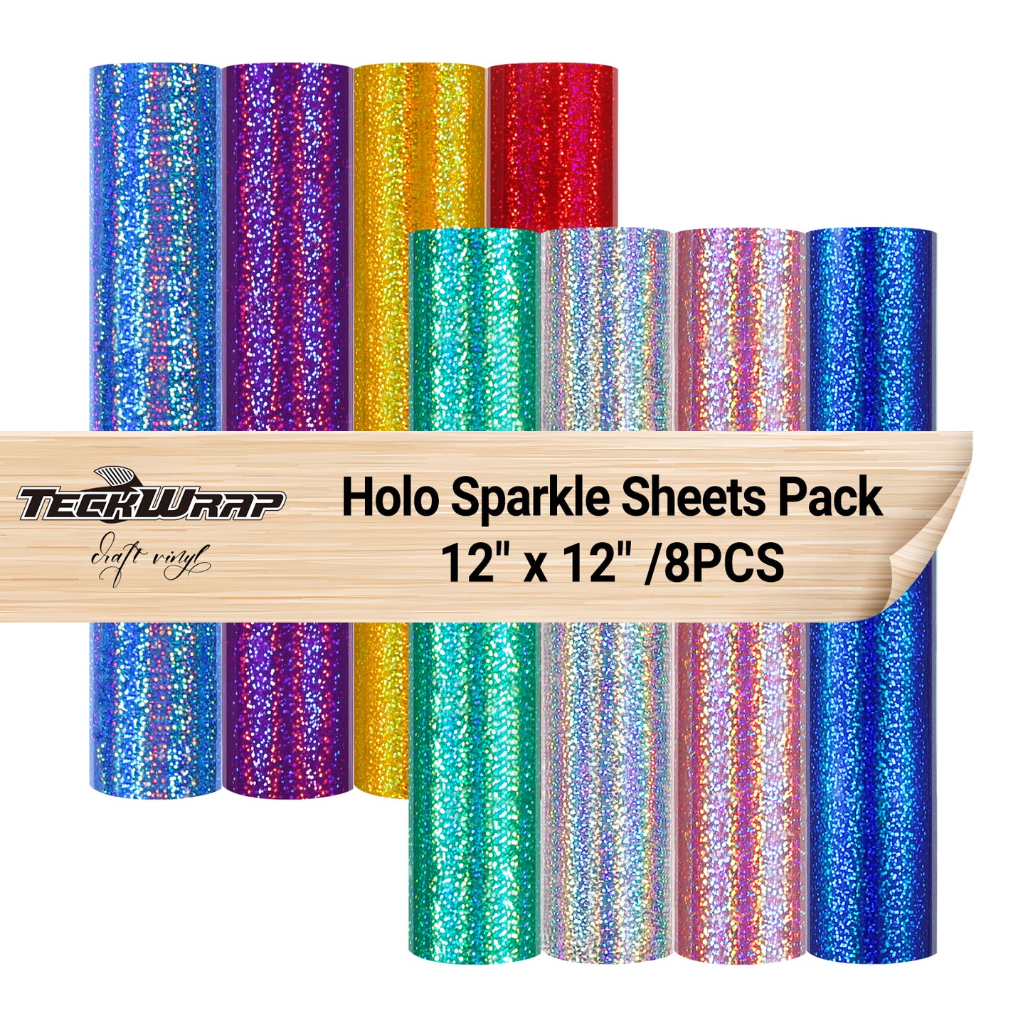 Holographic Sparkle Vinyl Sheets Pack( 8 PCS)