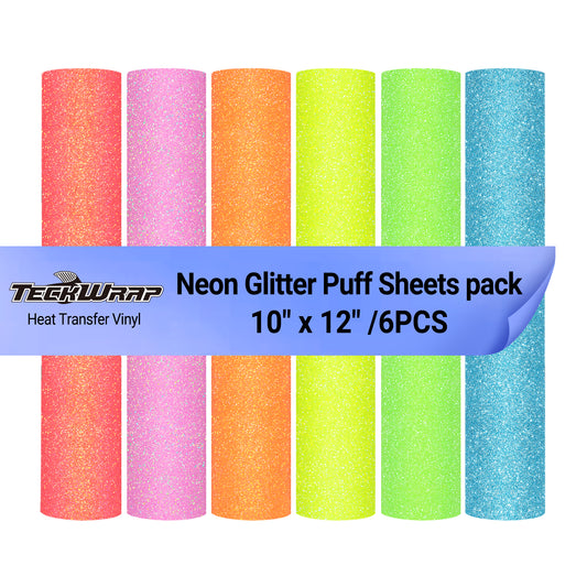 Neon Glitter Puff HTV Sheets Pack (6 PCS)