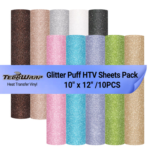 Paquete de hojas Glitter Puff HTV (10 PIEZAS)
