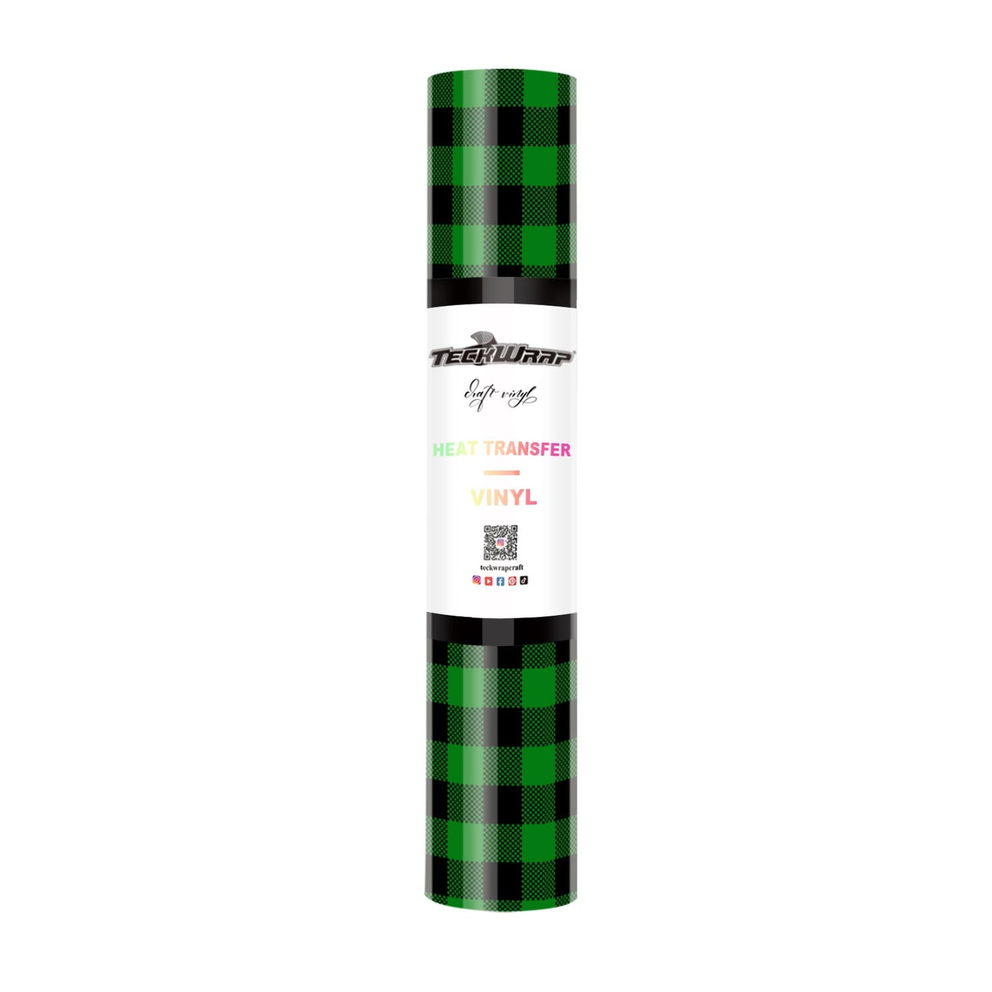 Buffalo Plaid Heat Transfer Vinyl 5ft Roll - US to US / Green and Black - TeckwrapCraft