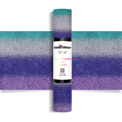Ombré Glitter Heat Transfer Vinyl 5ft Roll - US to US / Rainbow Purple - TeckwrapCraft