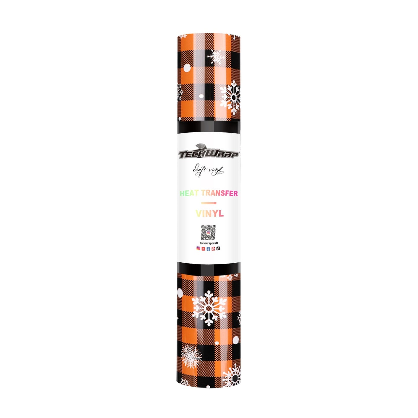 Snowflakes Pattern Heat Transfer Vinyl 5ft Roll - US to US / Orange and Black Plaid - TeckwrapCraft