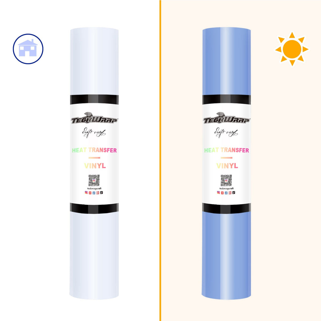 UV Clear Color Changing Heat Transfer Vinyl 5ft Roll - US to US / Clear to Vista Blue - TeckwrapCraft