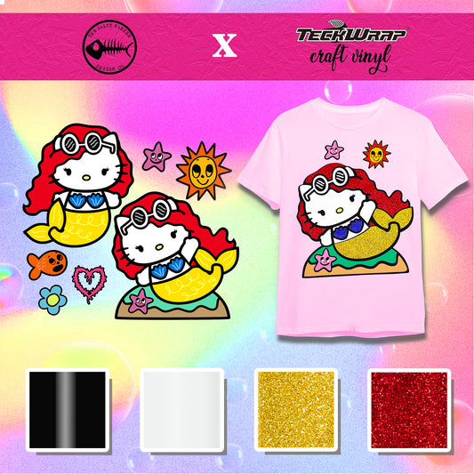 TheSaltyYankee X TeckWrapCraft Cute Kitty 4 Rolls HTV Bundle (SVG Excluded)