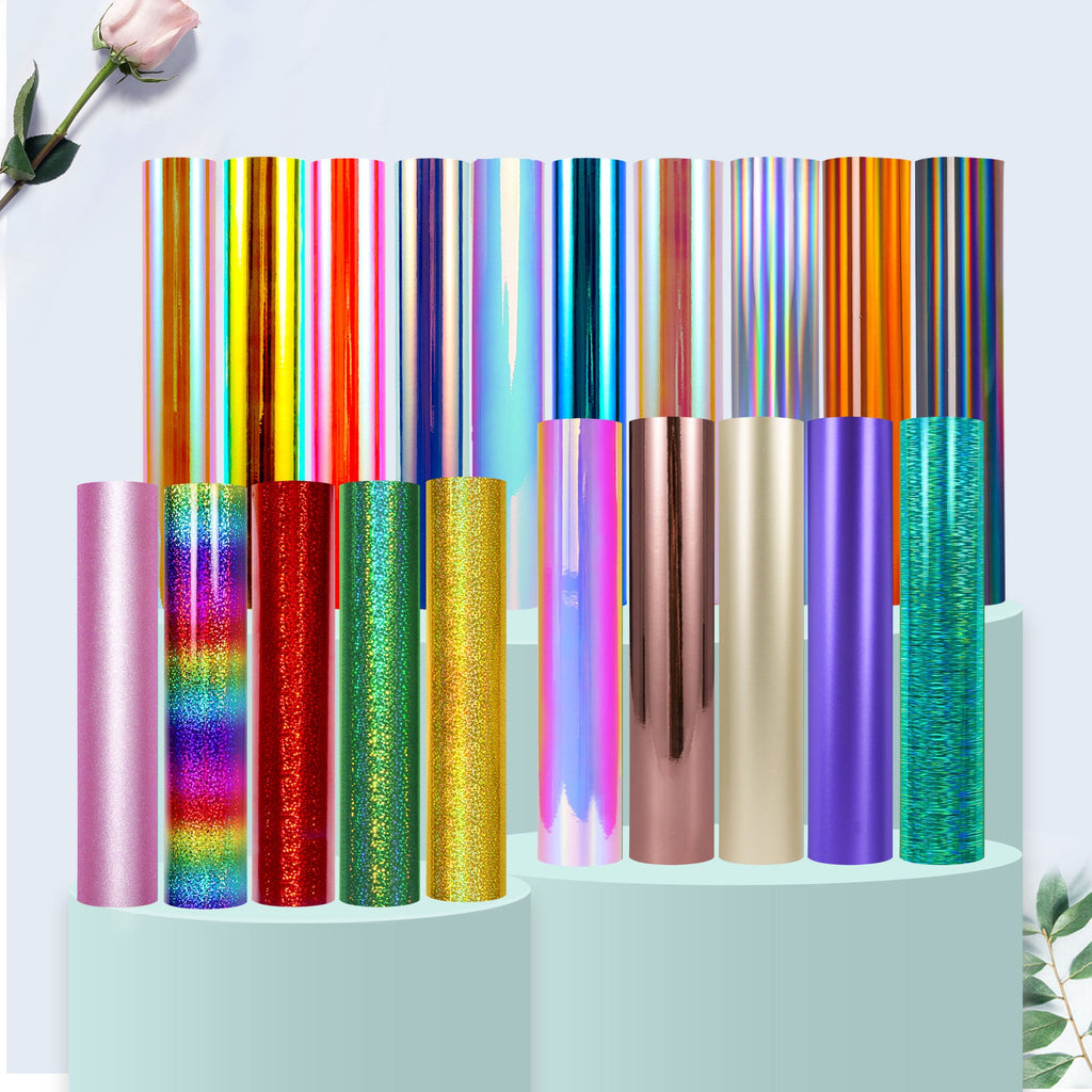 Holographic Chrome Craft Vinyl 20 Rolls Bundle - F - TeckwrapCraft